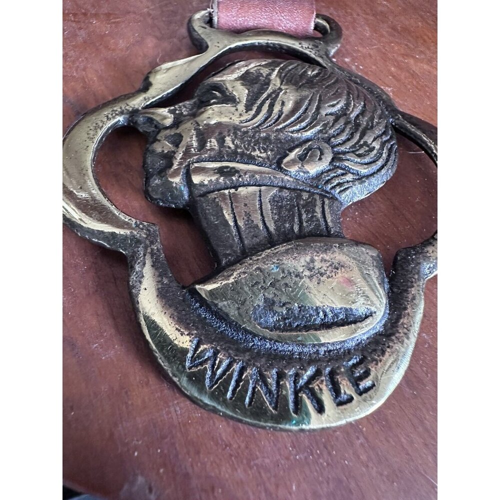 English Charles Dickens Winkle Harness Brass Horse Medallion Leather Strap - Picture 3 of 7